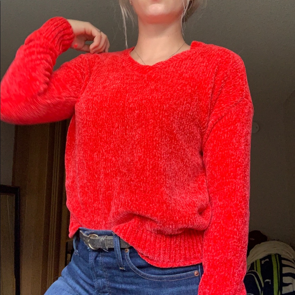 🍂FALL HAUL🍁 Red Chenille Sweater